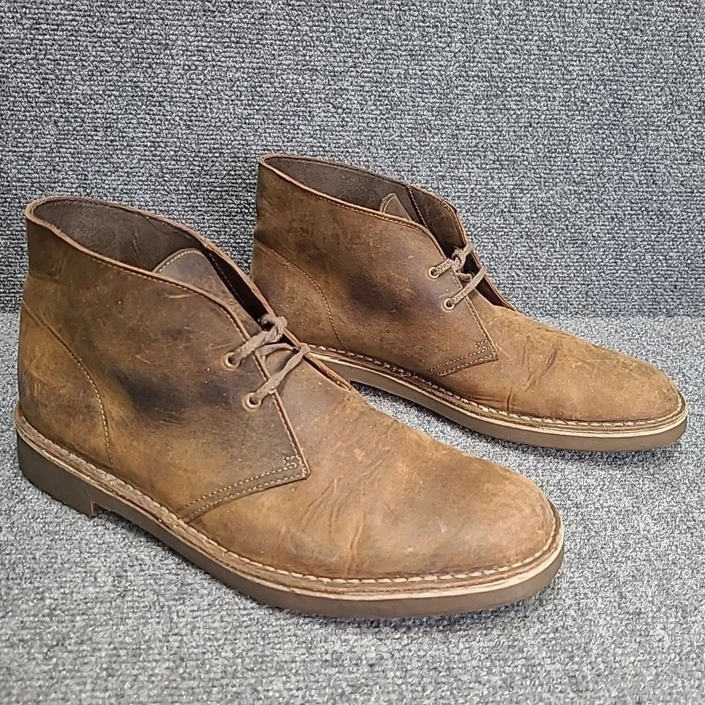 Clarks Brown Leather Desert Beeswax Chukka Ankle Boot Men's sz 13‎